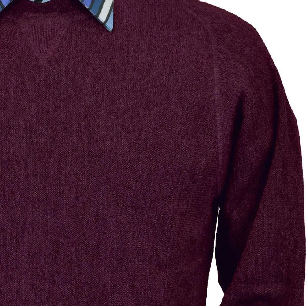 Baby Alpaca 'Links Stitch' Sweatshirt-Style Crew Neck Sweater in Wine by Peru Unlimited