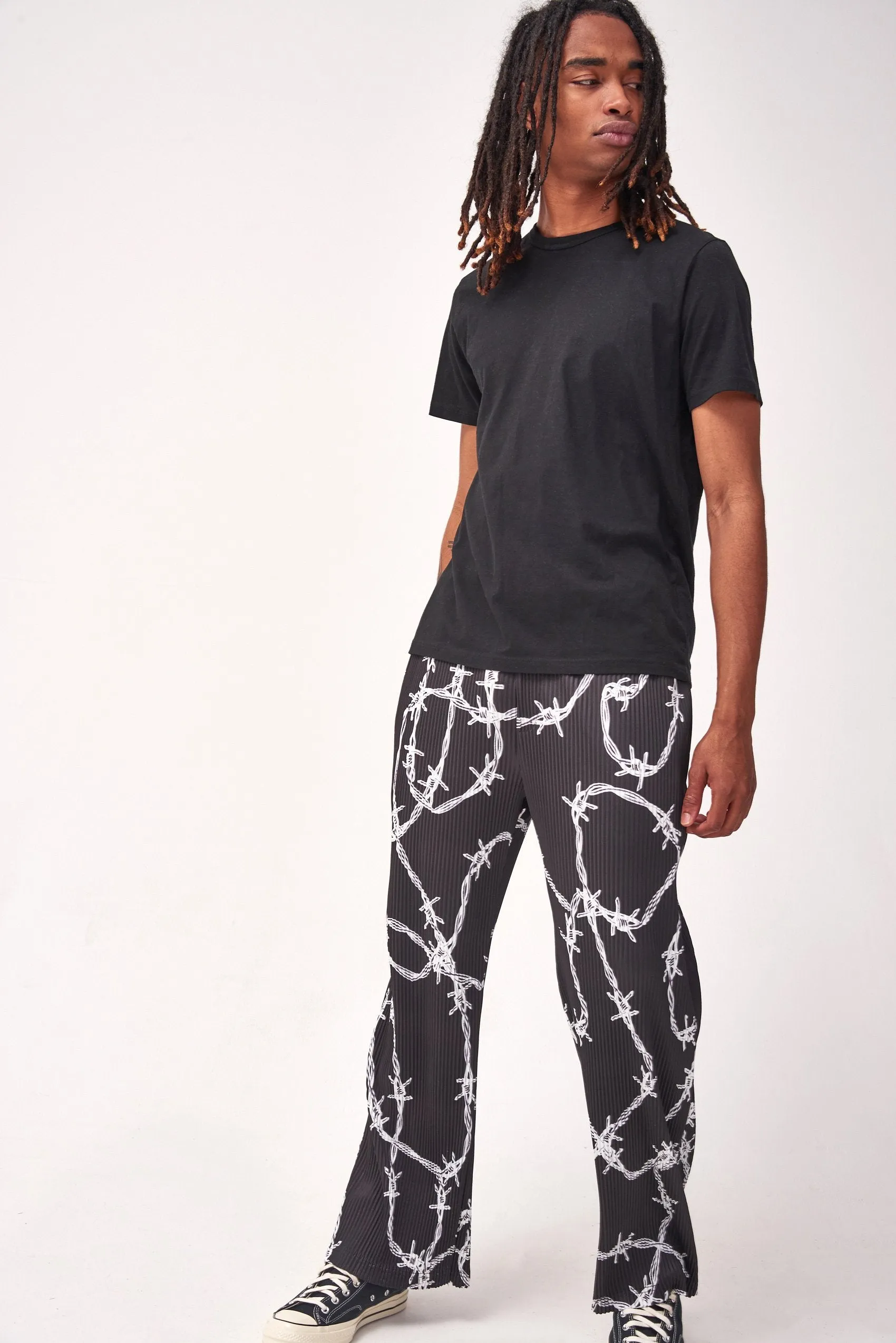 Barbed Wire Printed Pleated Trousers