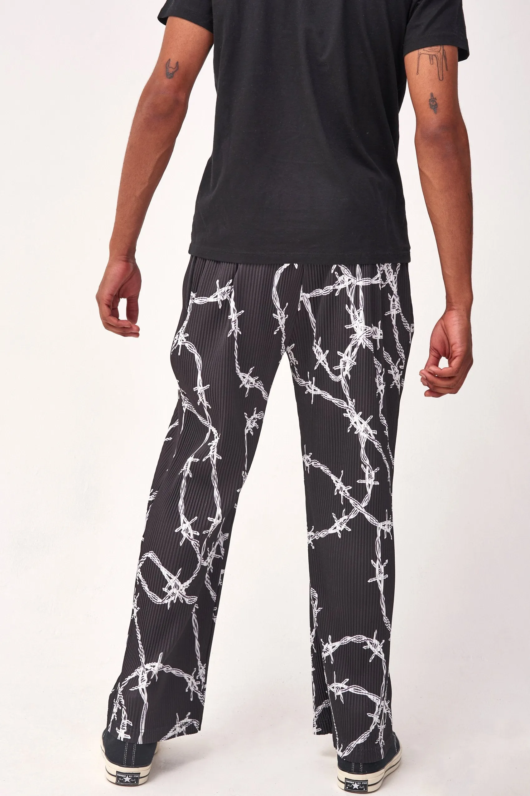 Barbed Wire Printed Pleated Trousers