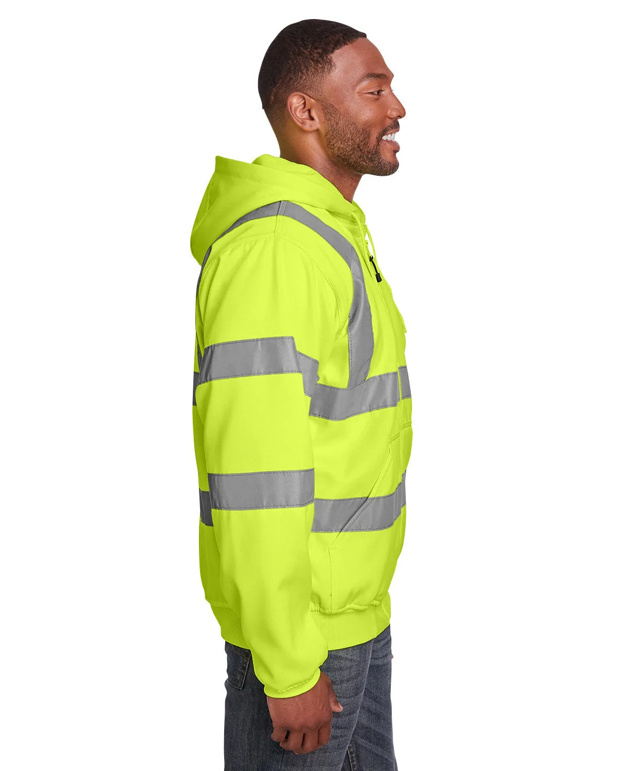 Berne Men's Tall Hi-Vis Class 3 Lined Full-Zip Hooded Sweatshirt HVF021T