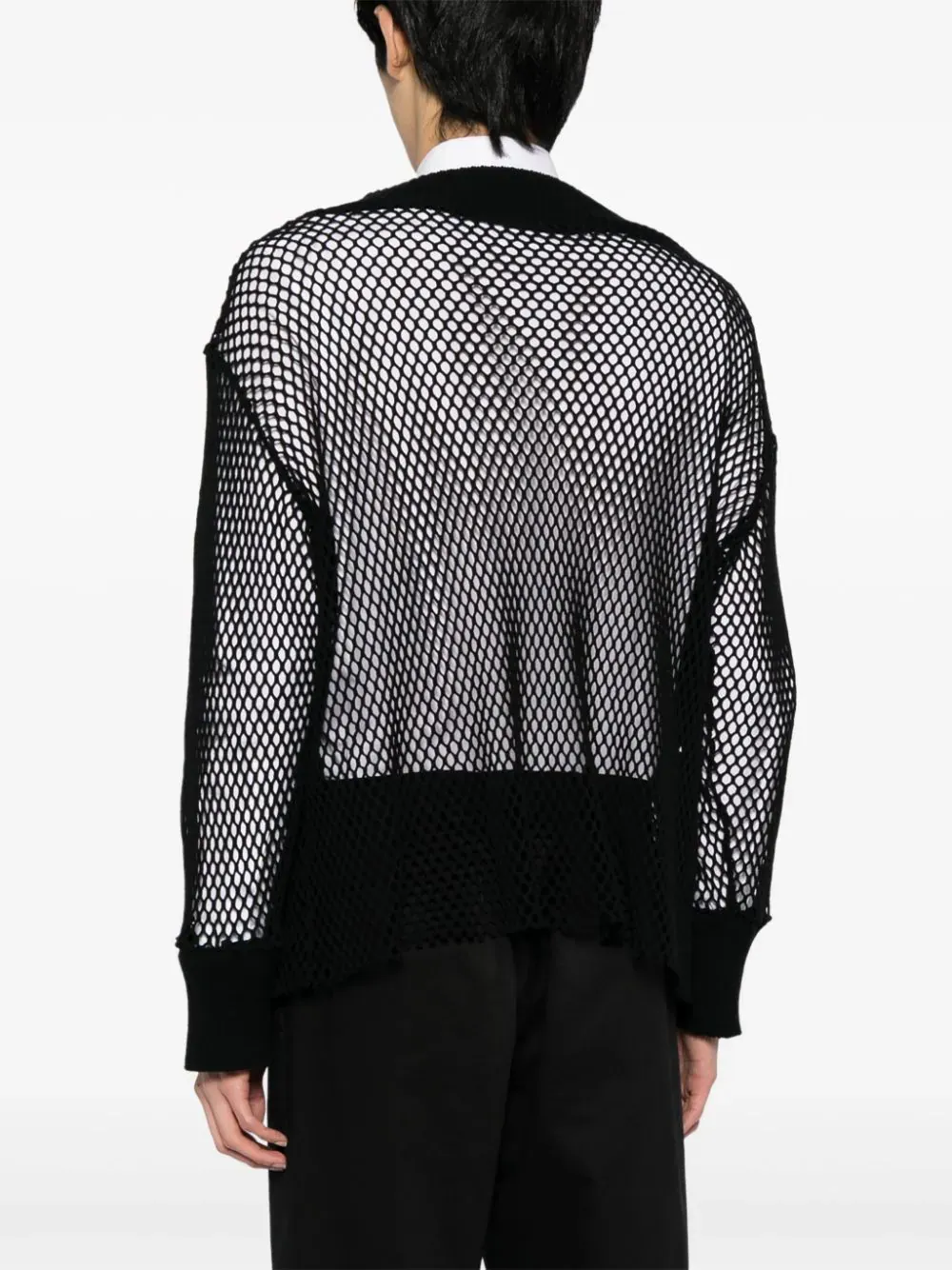 Black Mesh Knit Sweatshirt