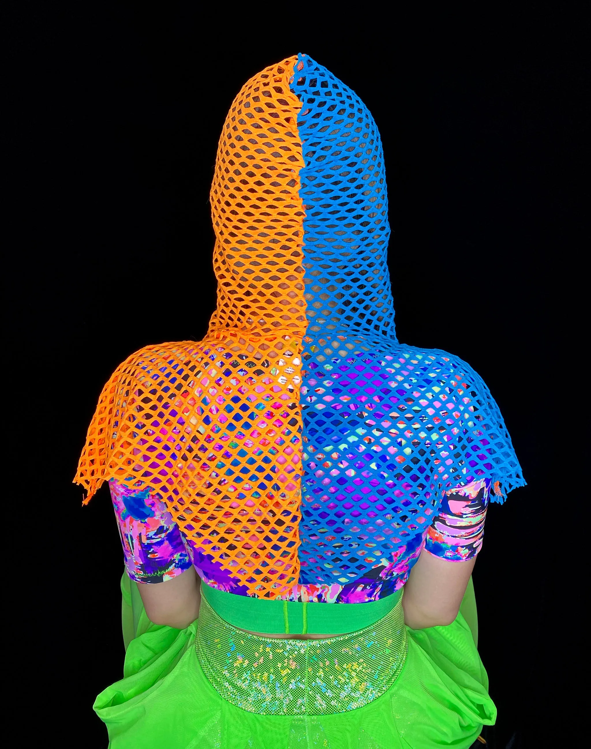 Blue & Orange Fishnet Capelet