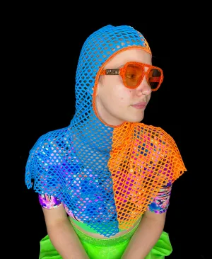 Blue & Orange Fishnet Capelet