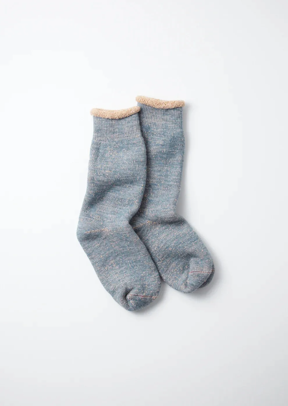 Blue Brown Double Face Crew Socks