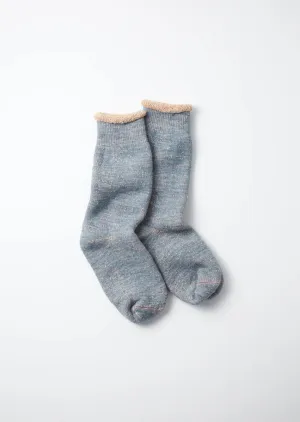 Blue Brown Double Face Crew Socks