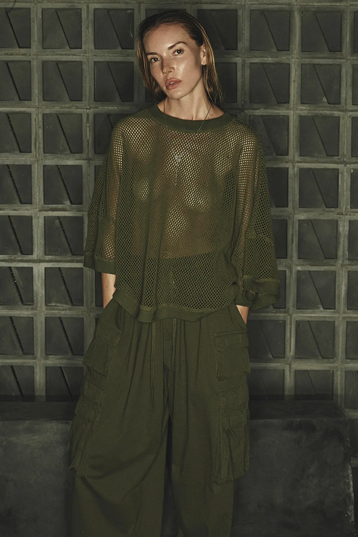 BOXER MESH SHIRT IN ARMY GREEN