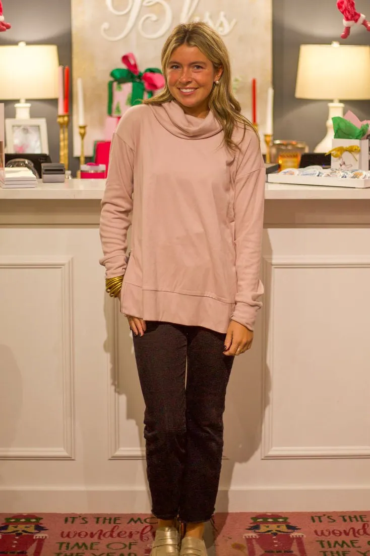 Brushed Knit Turtle Neck Sweatshirt