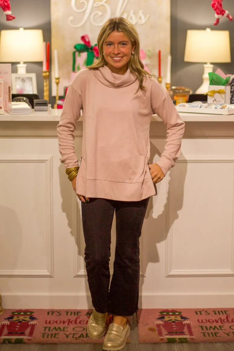 Brushed Knit Turtle Neck Sweatshirt