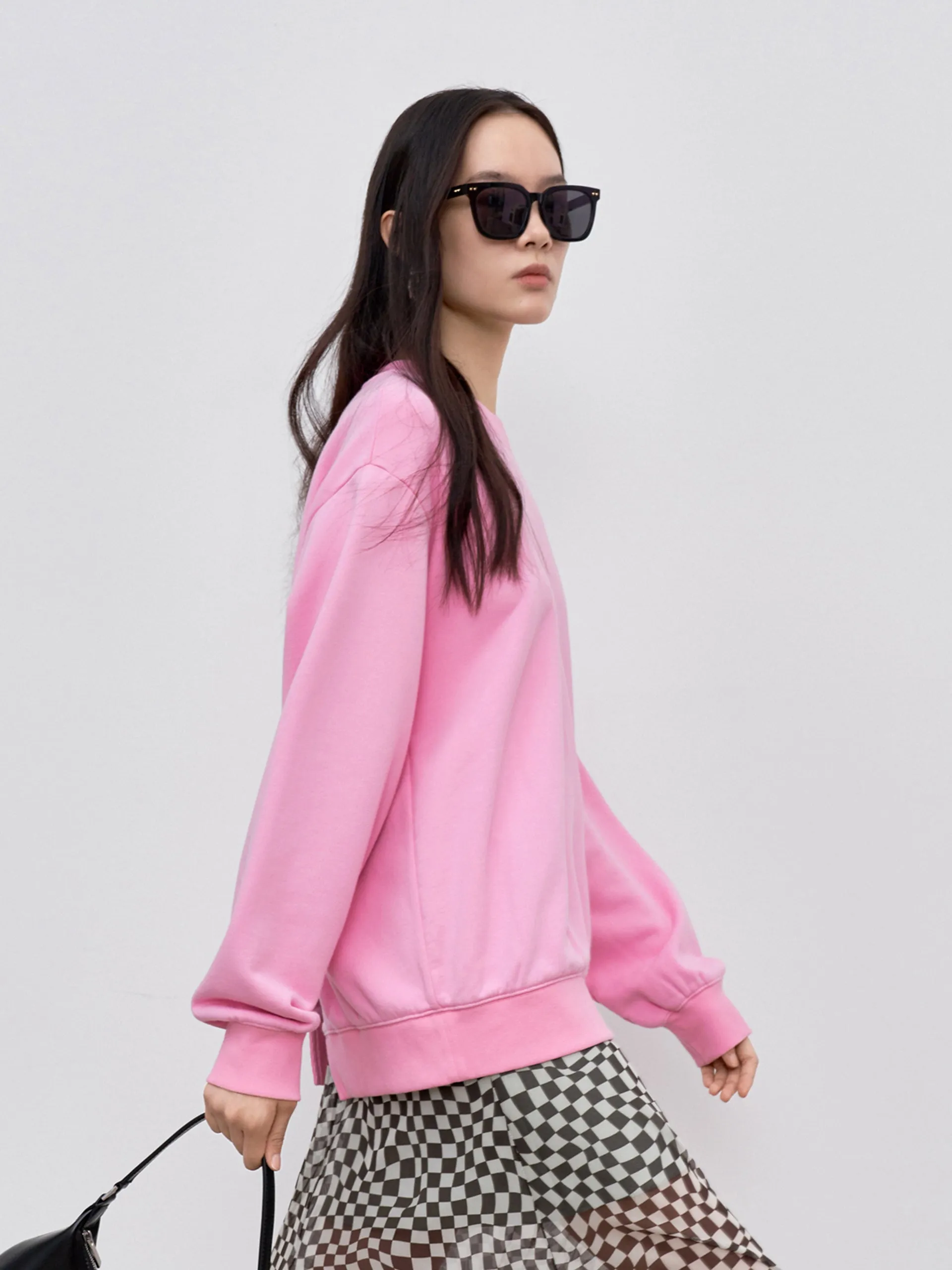 Cut Back Slit Cotton Sweatshirt