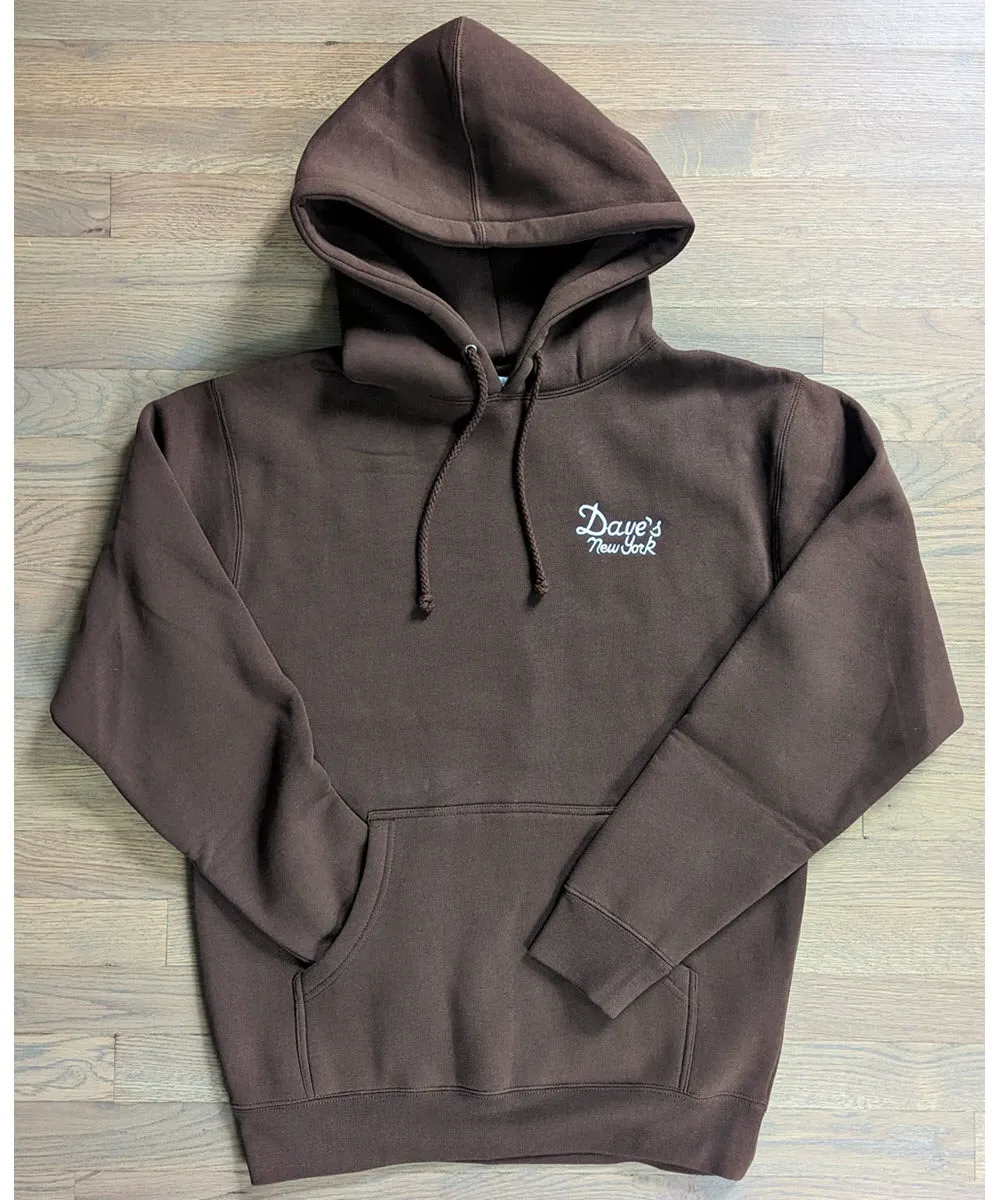Dave&#39;s New York Vintage Logo Hooded Sweatshirt - Dark Brown