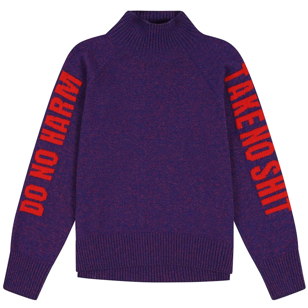 Do No Harm Take No Shit Merino Funnel Jumper in Amethyst