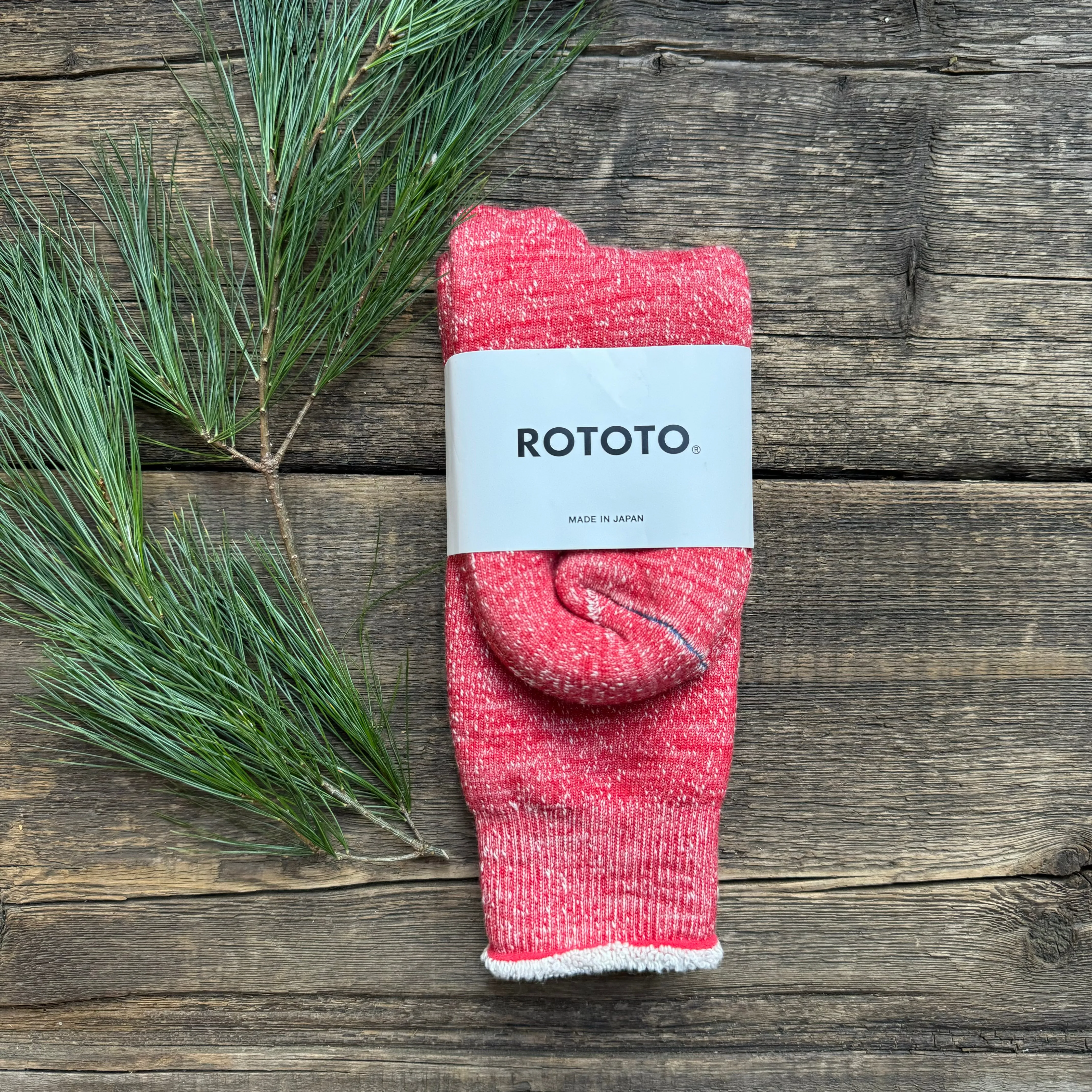 Double Face Crew Socks, Red