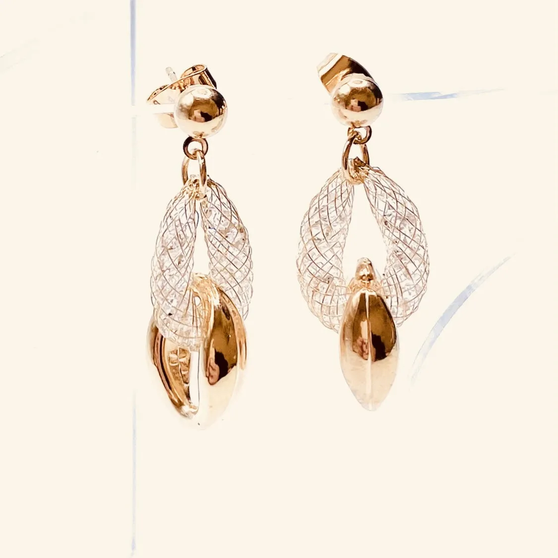 Earring Metal Mesh Crystal