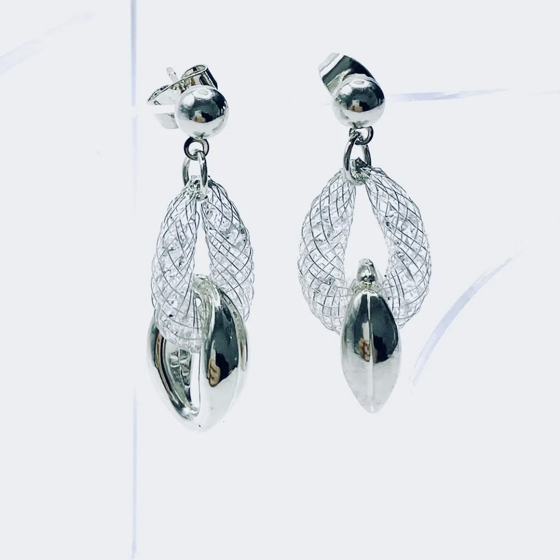 Earring Metal Mesh Crystal