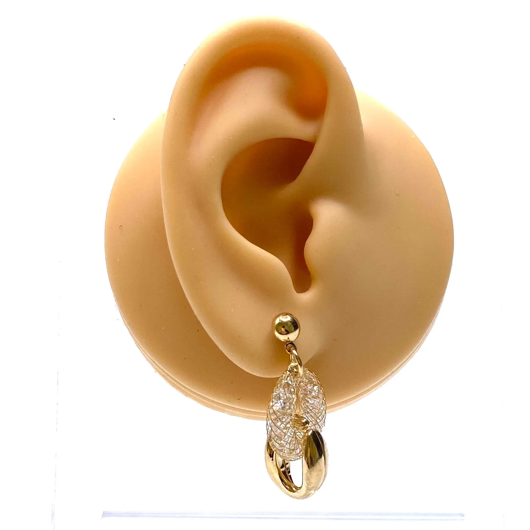 Earring Metal Mesh Crystal