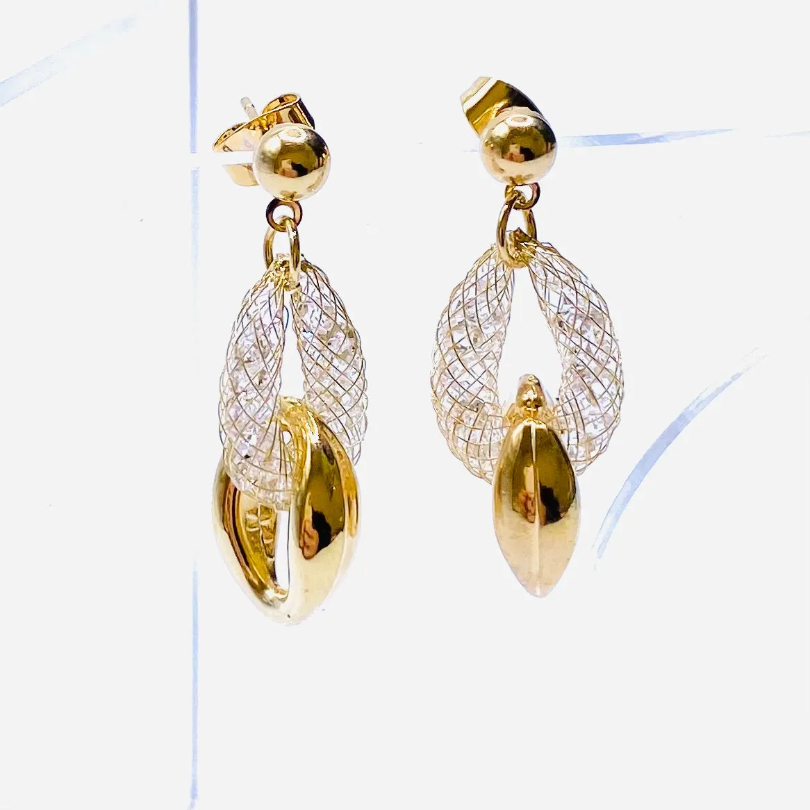 Earring Metal Mesh Crystal