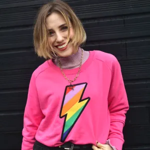 Embroidered Rainbow Lightning Bolt Sweatshirt