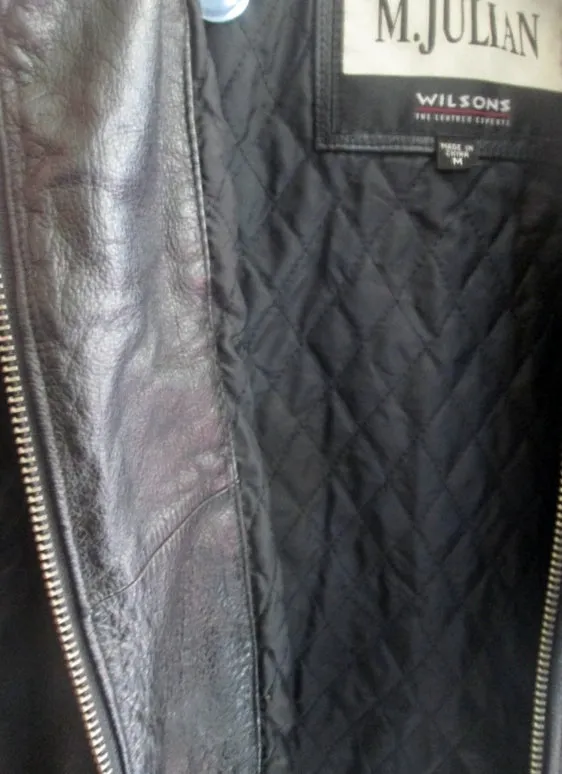 EUC MENS M. JULIAN WILSONS Leather moto jacket coat parka BLACK M riding