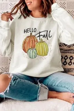Fall Pumpkin Print Sweatshirt
