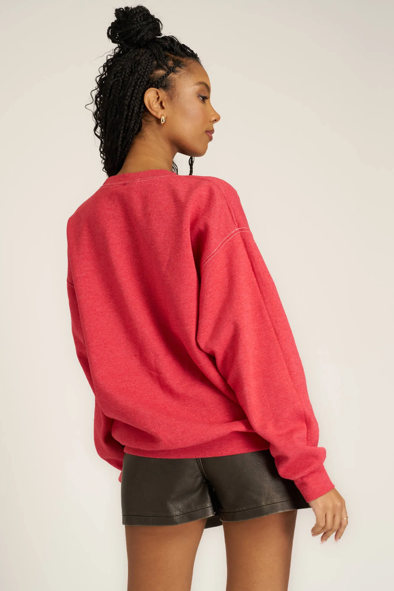 Football Oversized Sweatshirt - Red Dahlia