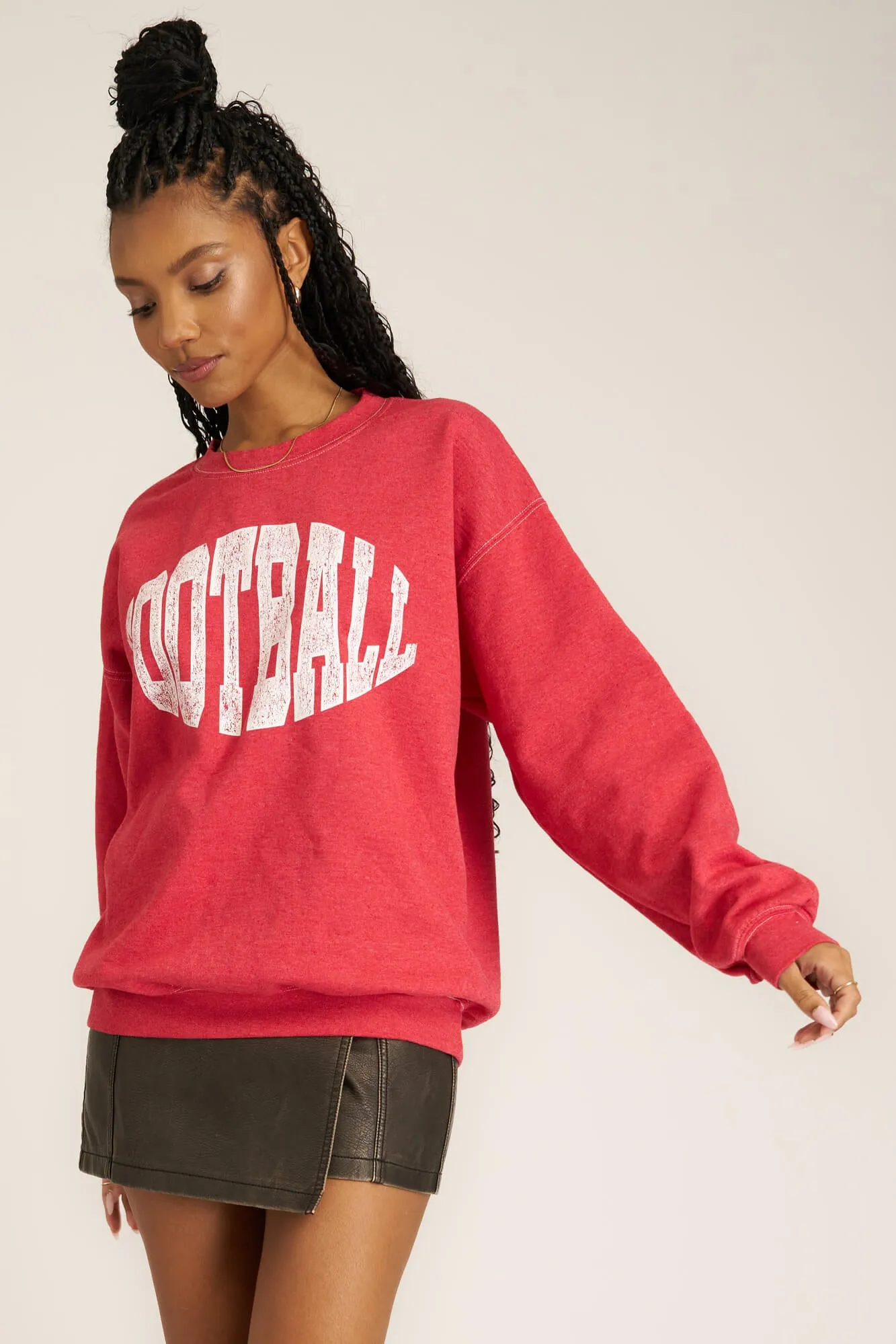 Football Oversized Sweatshirt - Red Dahlia