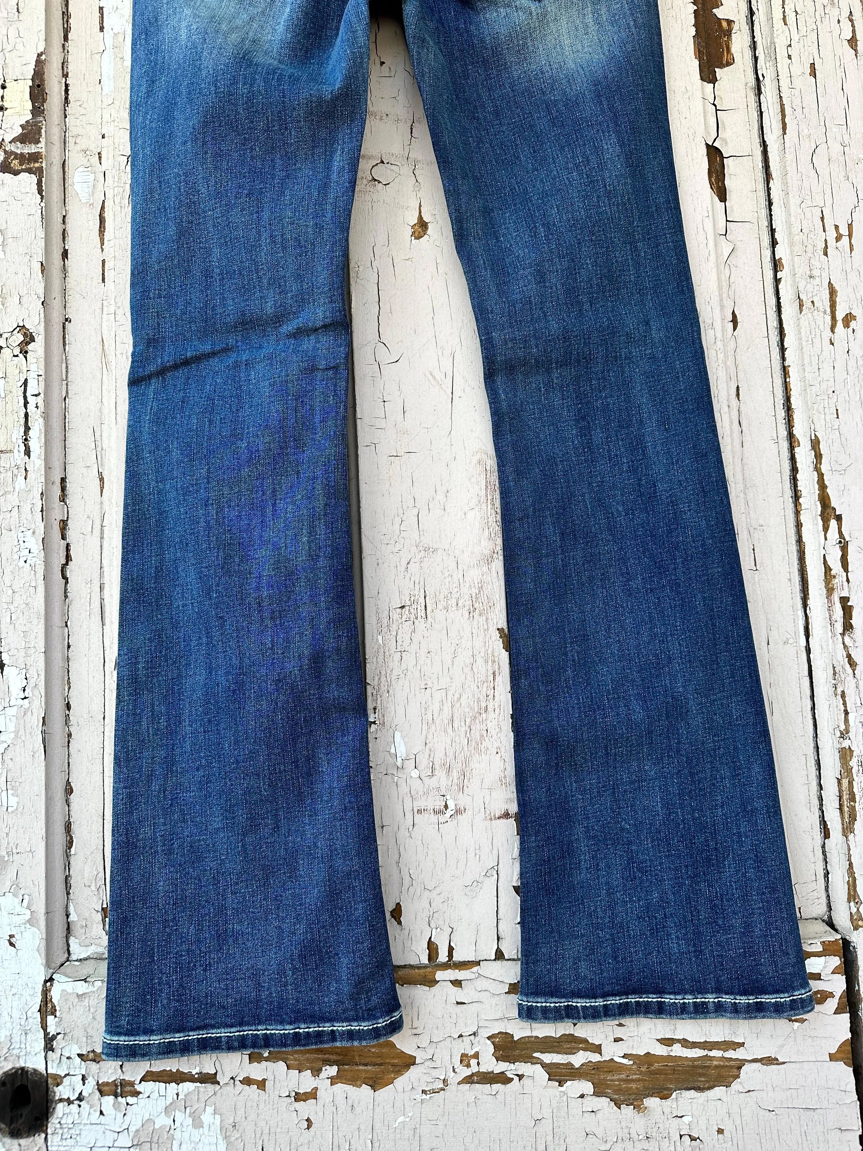 Grace in LA Women's Faux Flap Wing Mid-Rise Boot Cut Jeans JB81667SL