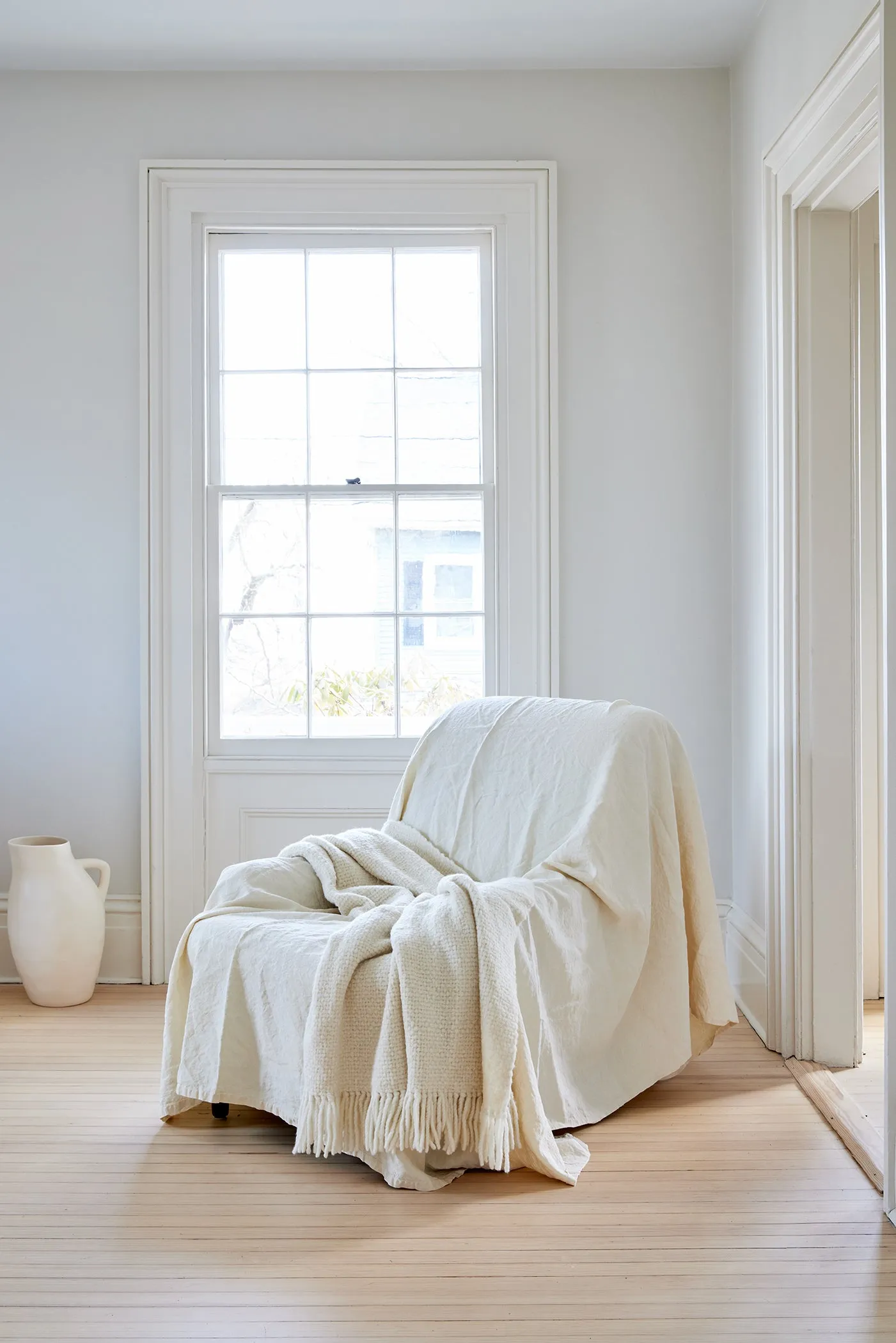 Hand Loomed Throw Ecru