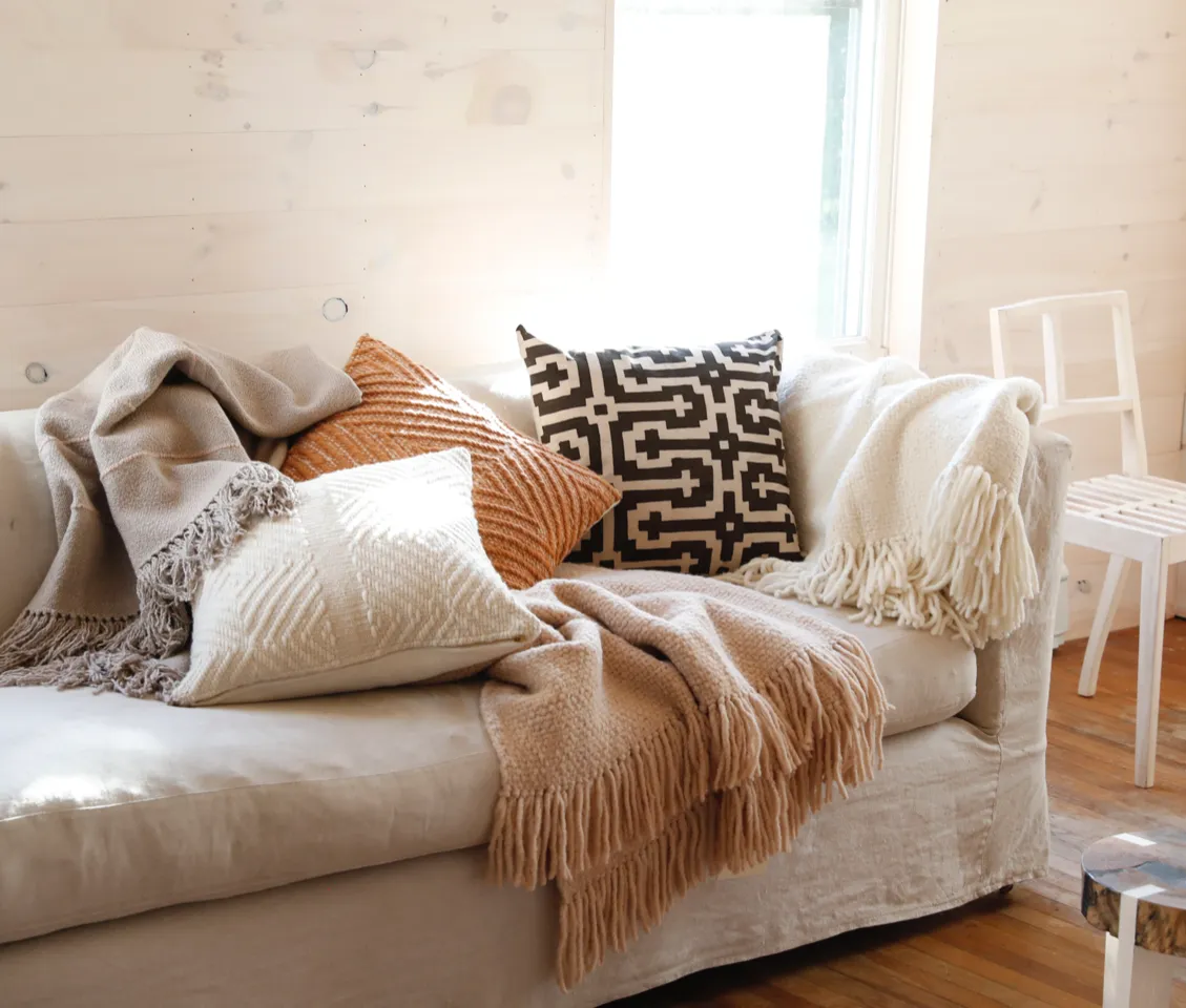 Hand Loomed Throw Nude