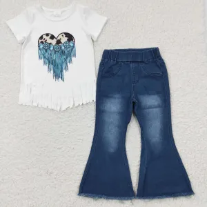Heart printed t-shirts jeans set GSPO0575