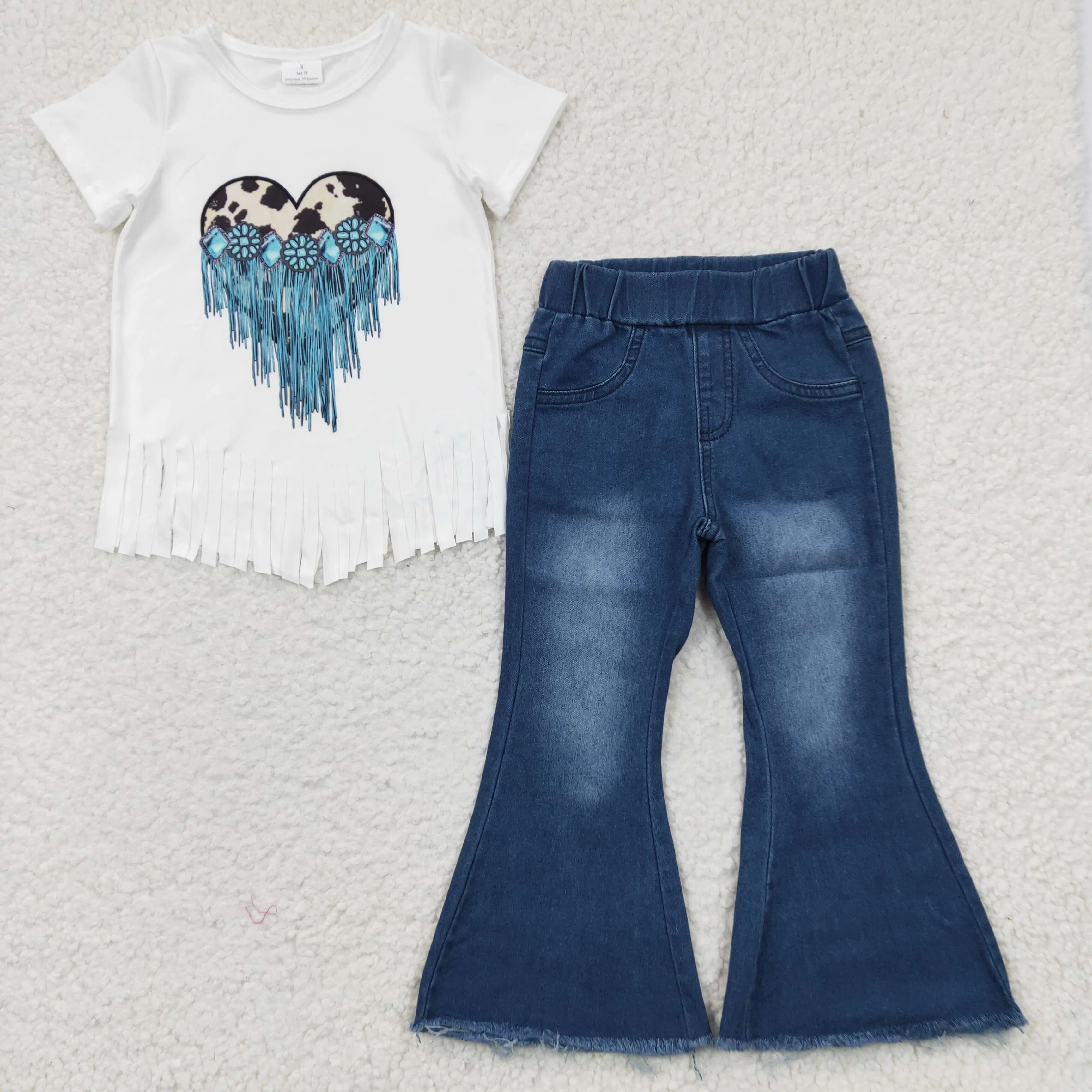Heart printed t-shirts jeans set GSPO0575