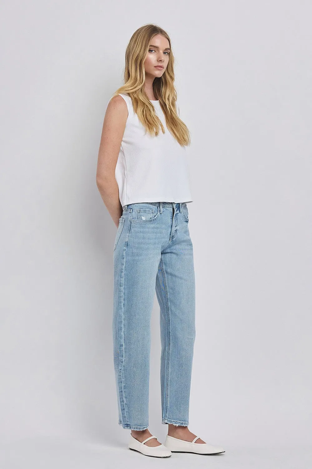 Hi Rise Barrel Denim - Suave