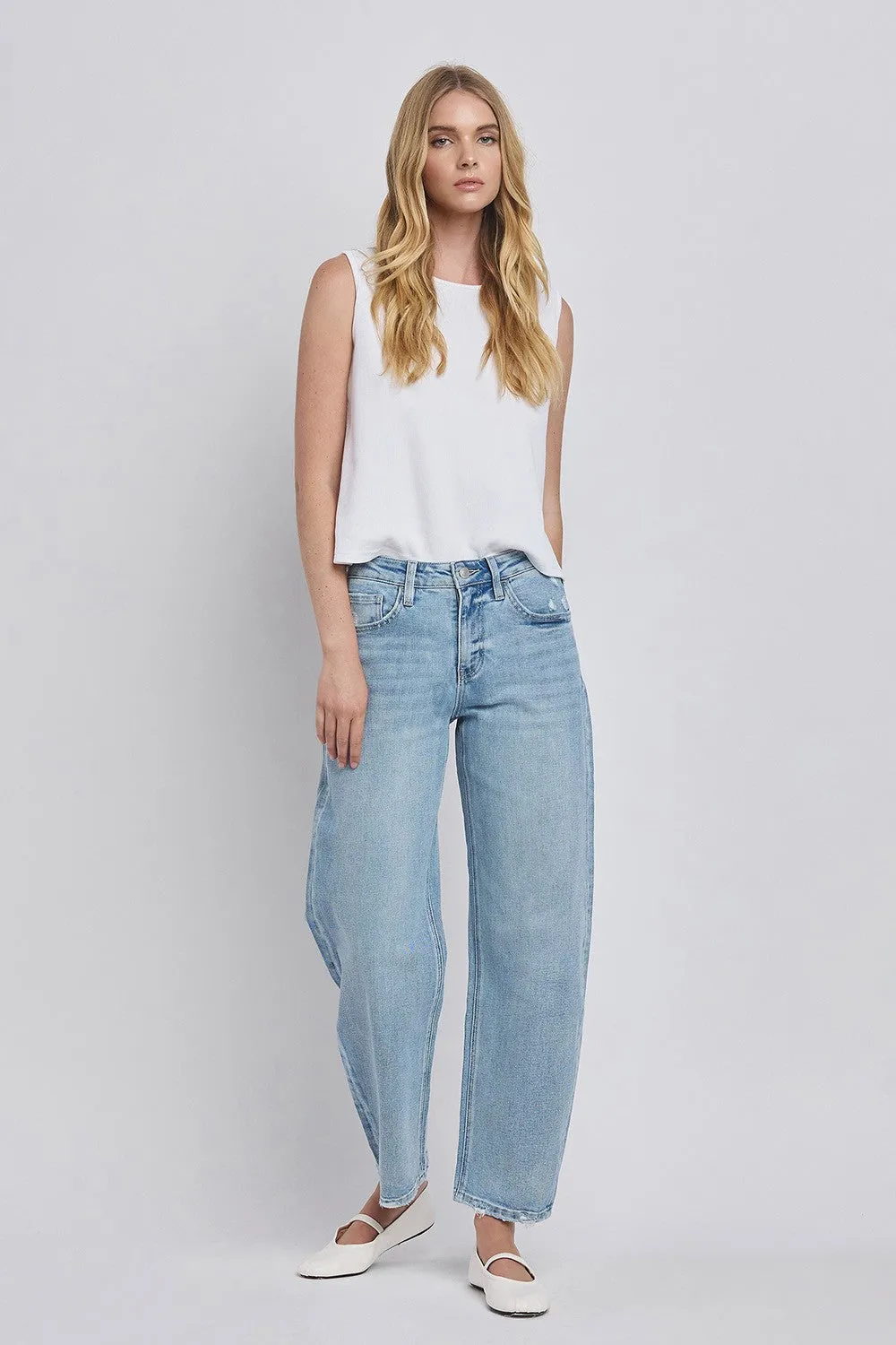 Hi Rise Barrel Denim - Suave