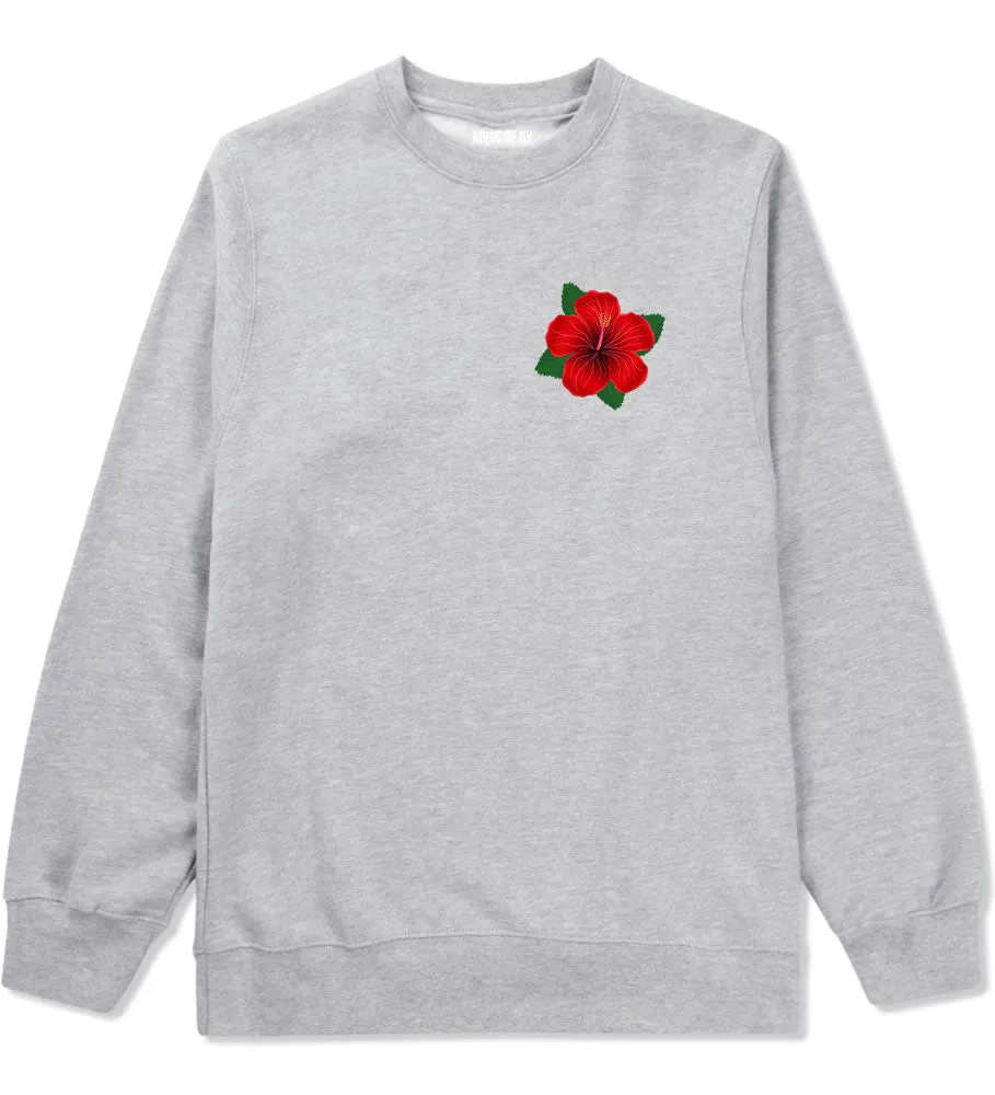 Hibiscus Flower Chest Mens Crewneck Sweatshirt
