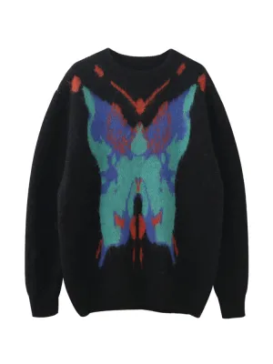 Hip Hop Knitwear Women's Sweaters 2023 Harajuku Fashion Butterfly Female Loose Tops Casual Streetwear Pullover Sweaters C-253