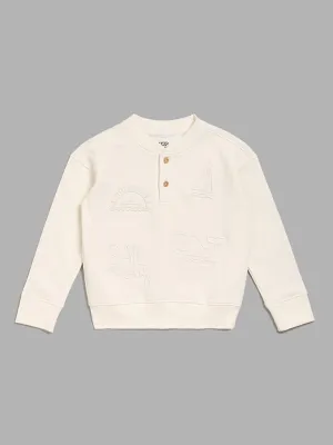 HOP Kids Sea Theme Embroidered Cream Sweatshirt
