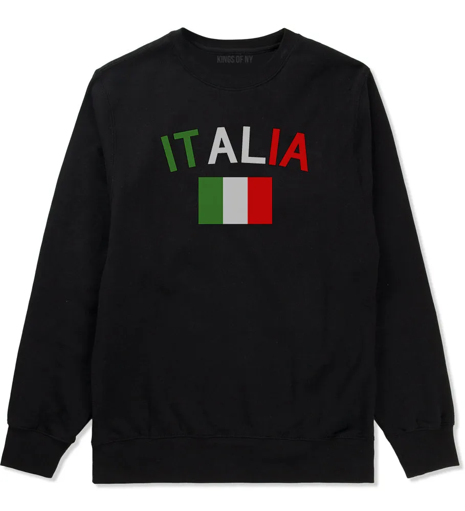 Italia With Flag Italy Futbol Mens Crewneck Sweatshirt