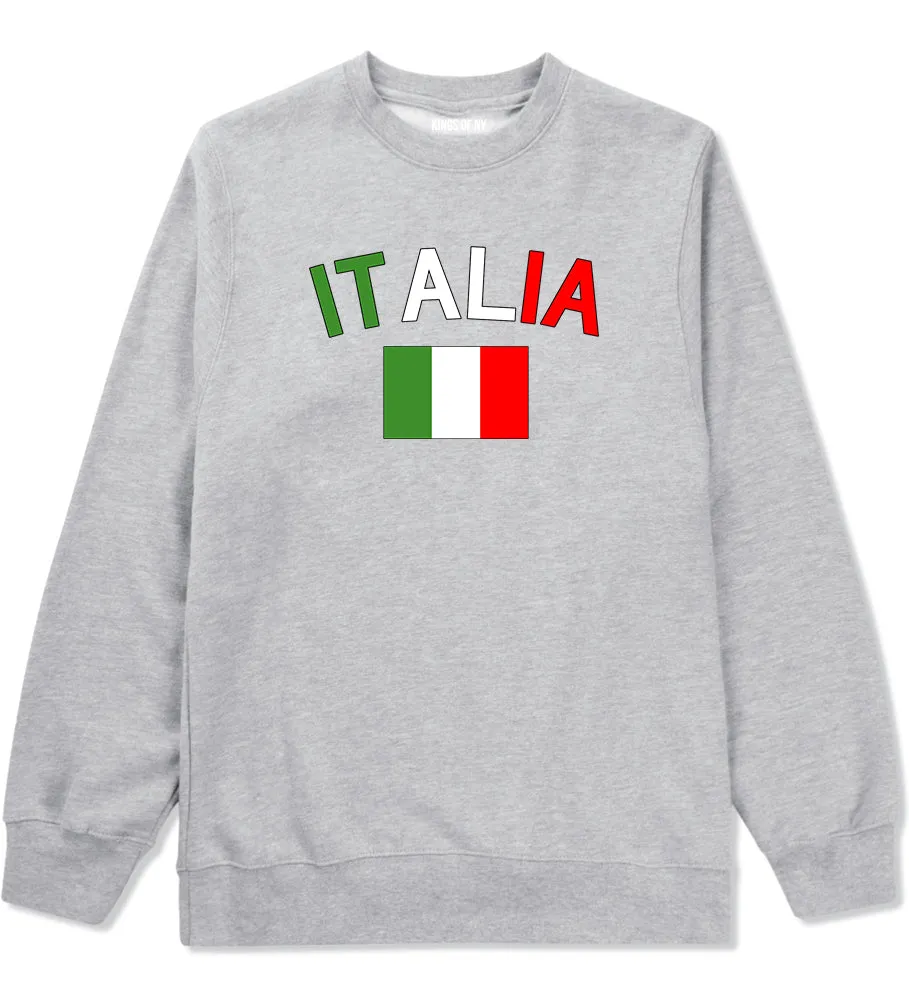 Italia With Flag Italy Futbol Mens Crewneck Sweatshirt