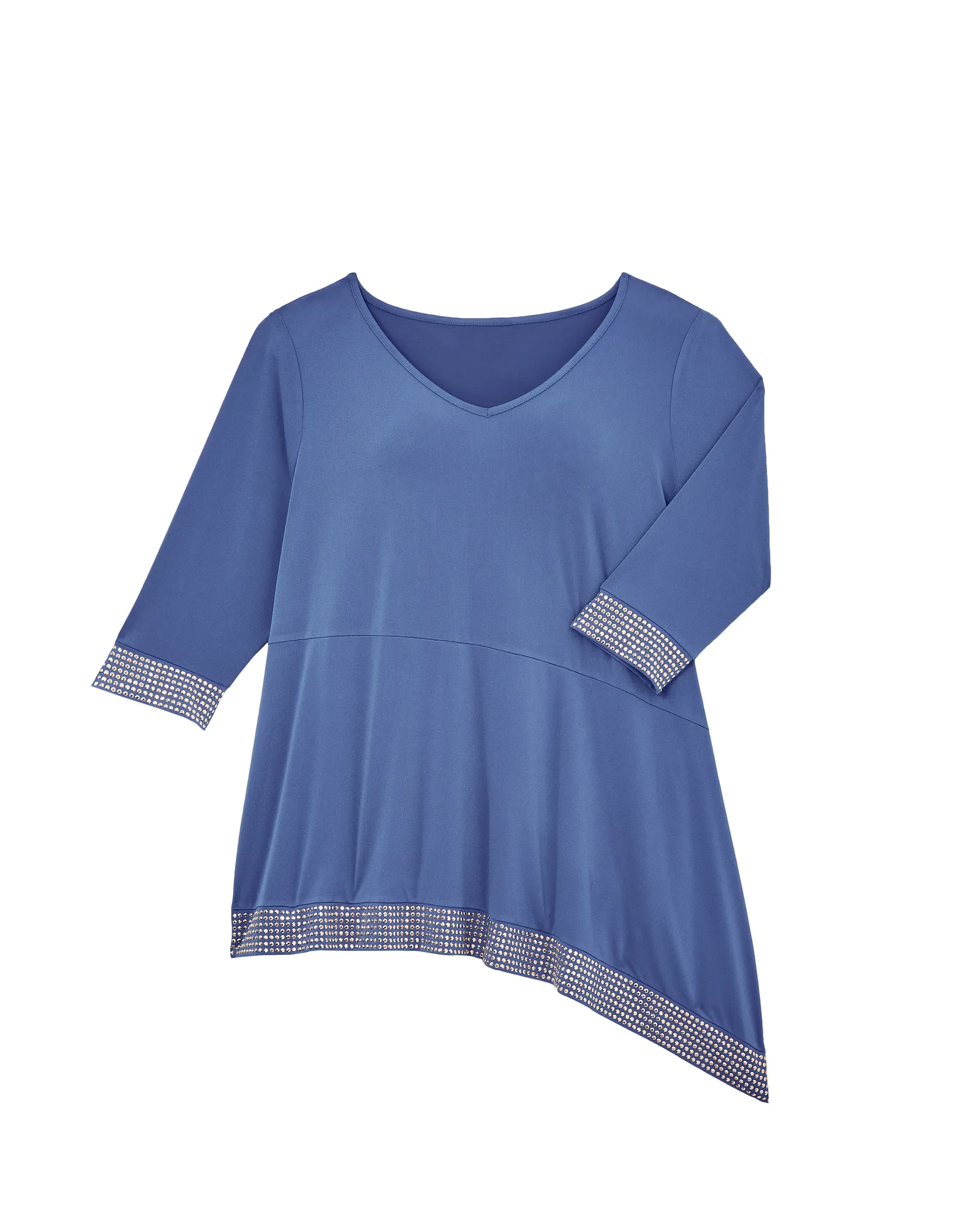 Janice Asymmetrical Embellished Top | Royal Blue / Gold