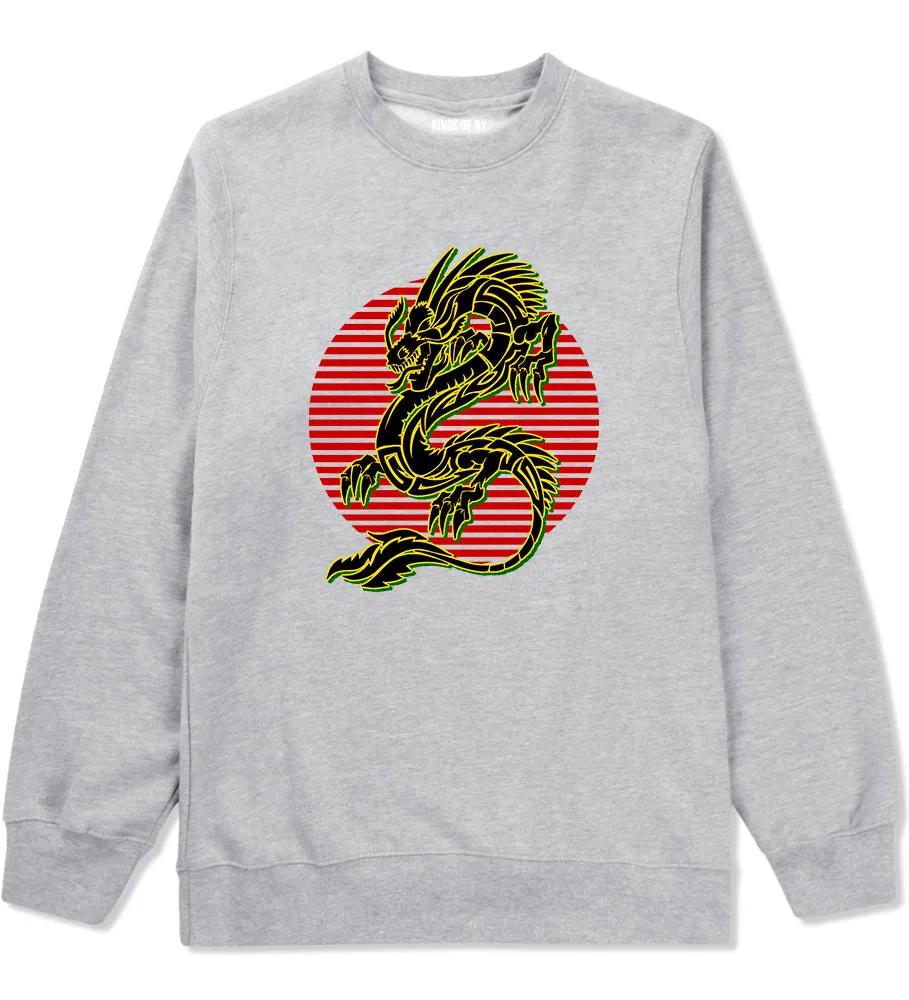 Japanese Dragon Red Sun Mens Crewneck Sweatshirt