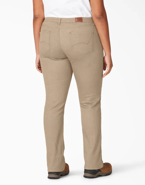 Jeans - Dickies Women's Plus Perfect Shape Straight Leg Stretch Denim Jeans FDW146
