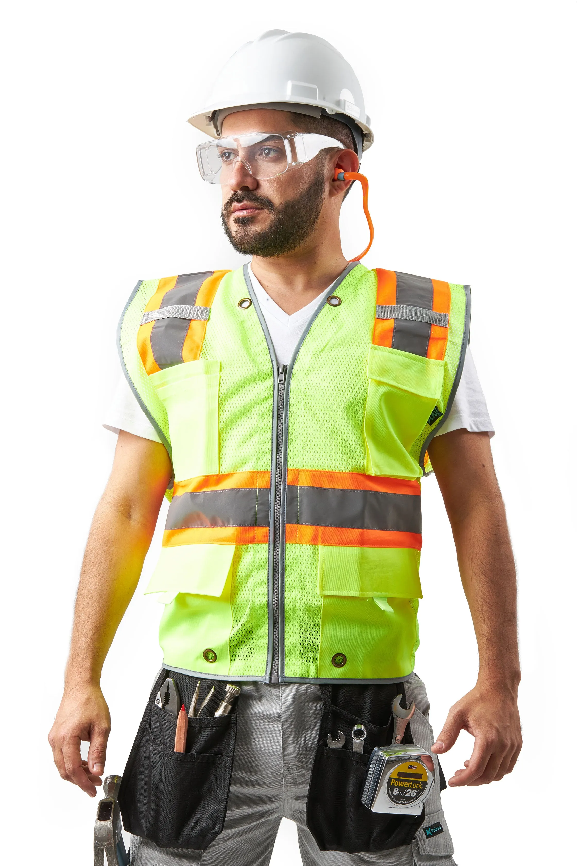 Kolossus Pro Deluxe High Visibility Vest with Multi Frontal Pockets | ANSI Class 2 Compliant