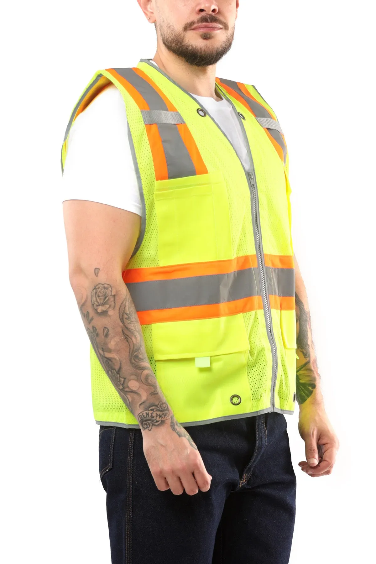 Kolossus Pro Deluxe High Visibility Vest with Multi Frontal Pockets | ANSI Class 2 Compliant