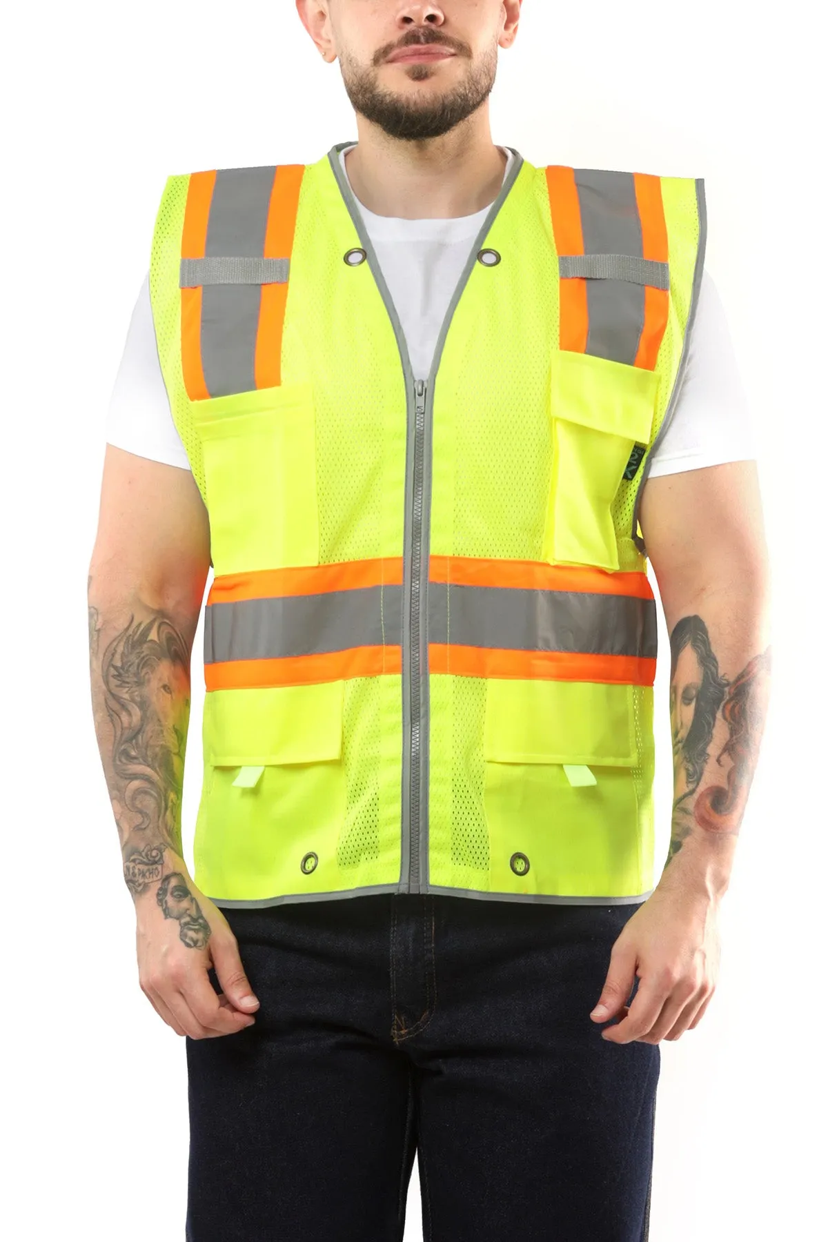 Kolossus Pro Deluxe High Visibility Vest with Multi Frontal Pockets | ANSI Class 2 Compliant