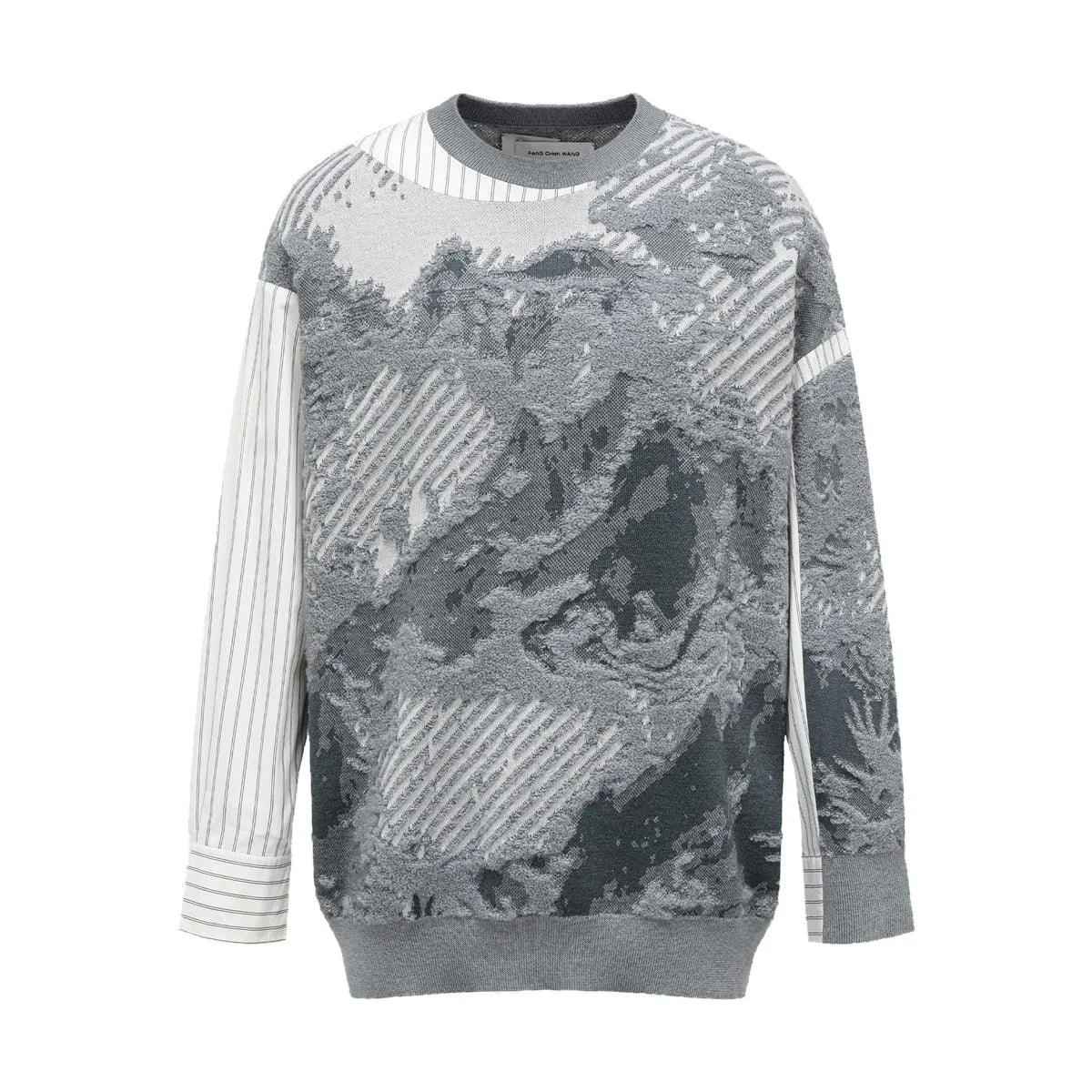 Landscape Painting Jacquard Jumper 'Grey'
