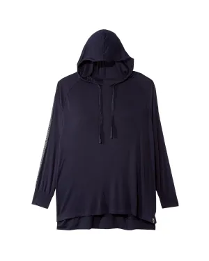 Lepto Long Sleeve Hooded Tee with Mesh Details | Navy