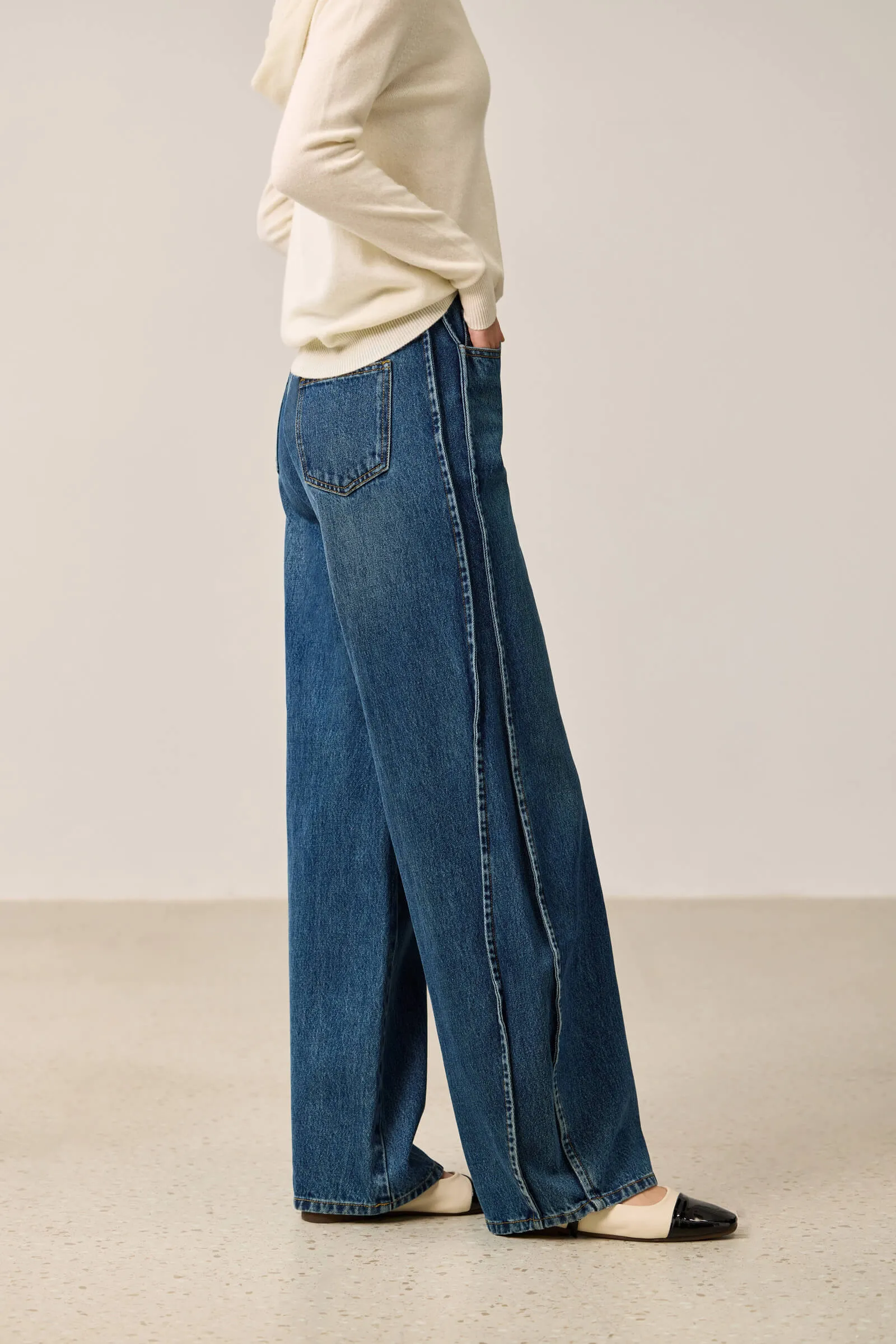 LILY Vintage Full Cotton Curved Seam Jeans