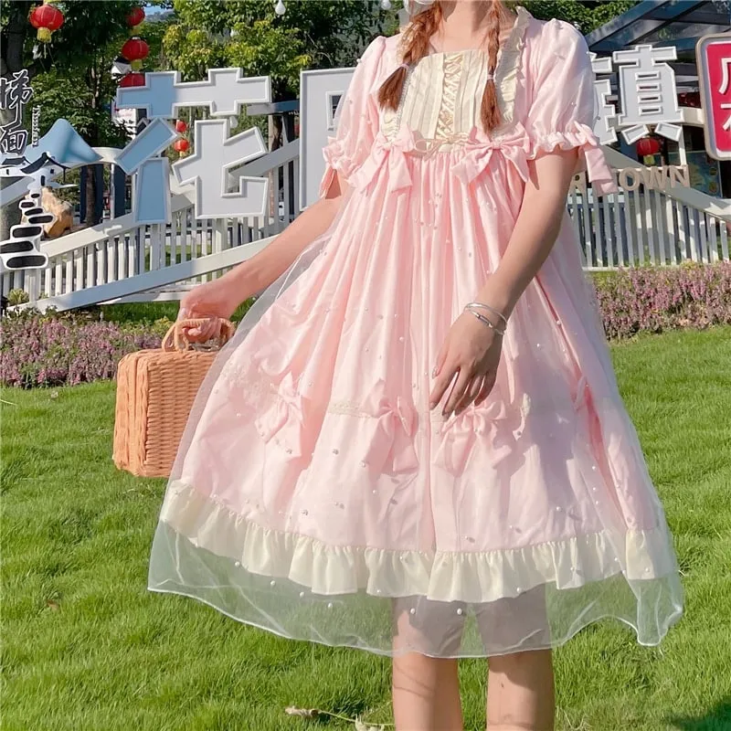 Lolita Mesh Ruffles Flare Sleeved Dress