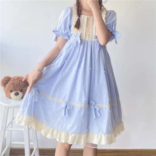 Lolita Mesh Ruffles Flare Sleeved Dress