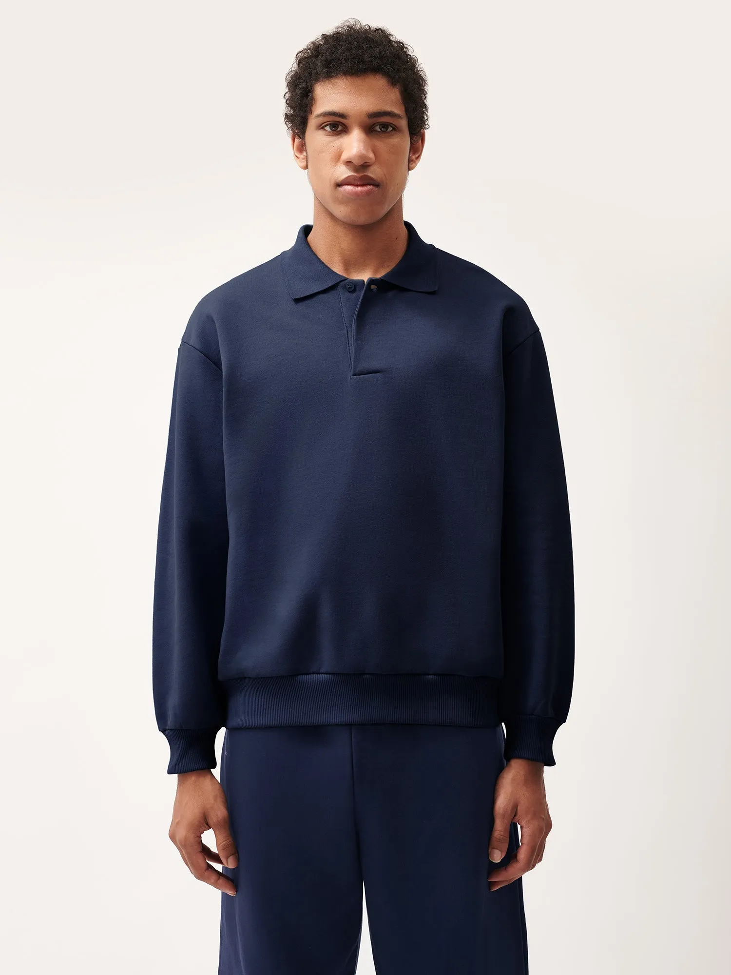 Mens DNA Heavyweight Polo Sweatshirt—navy