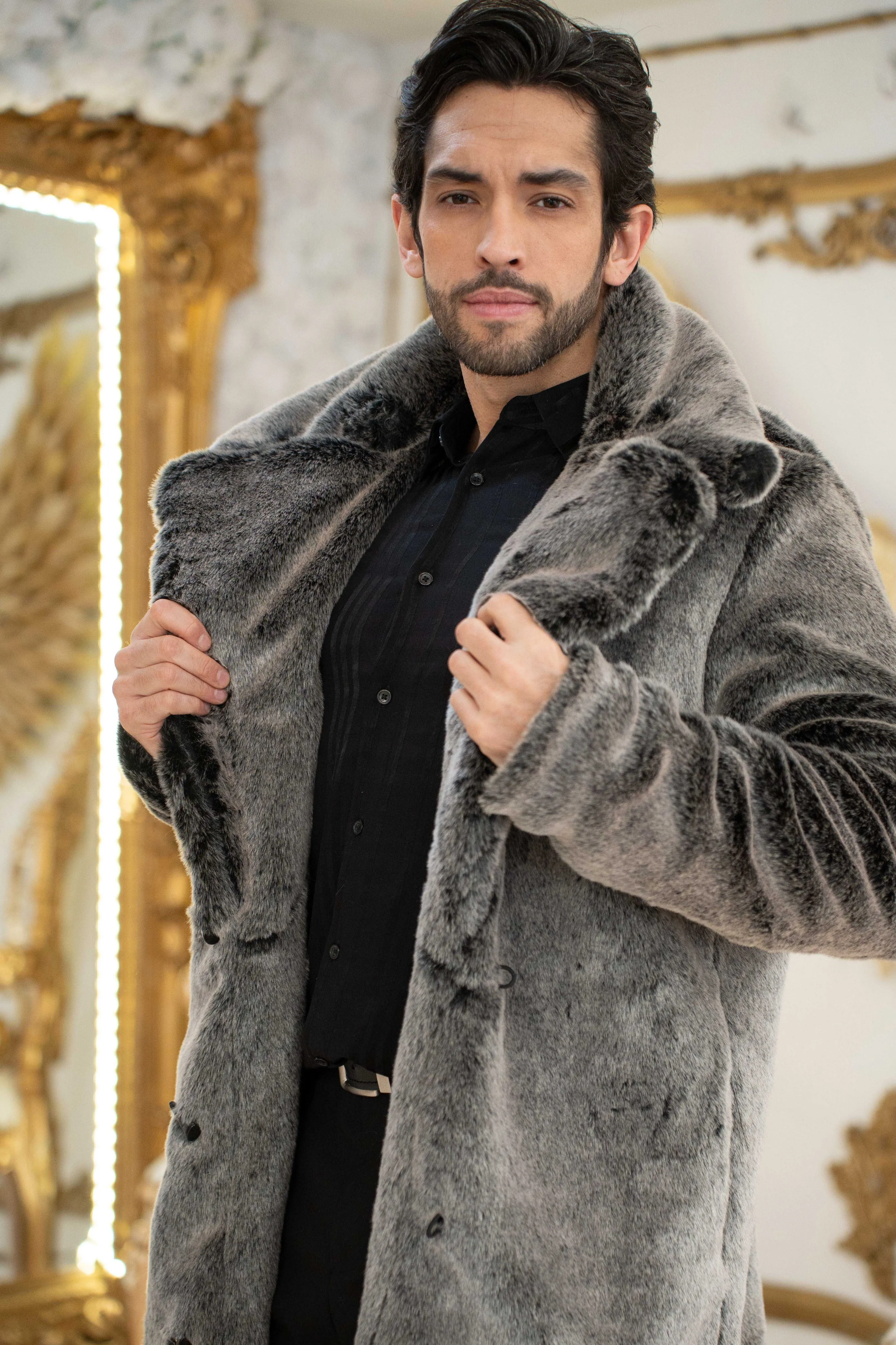 Men's Dutch Snap off Hood Coat  in "Silver Jaguar" STOCK